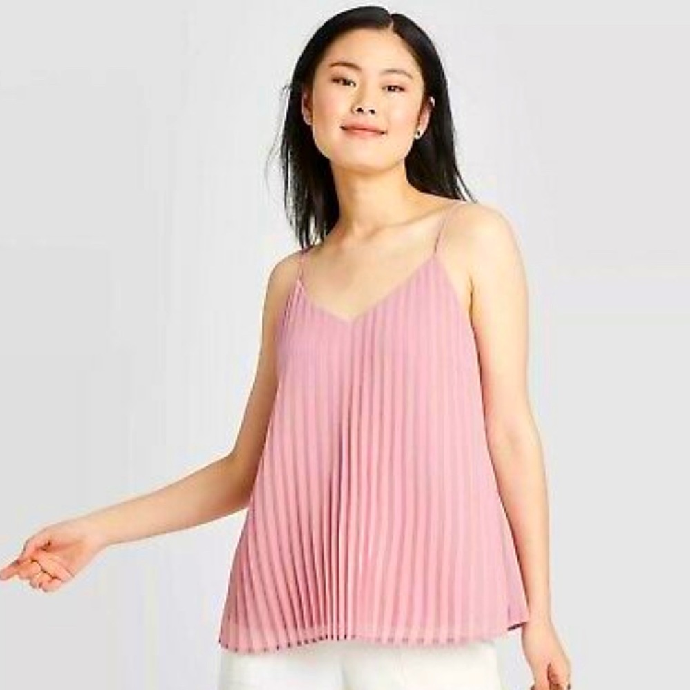 Pink Pleated Tank